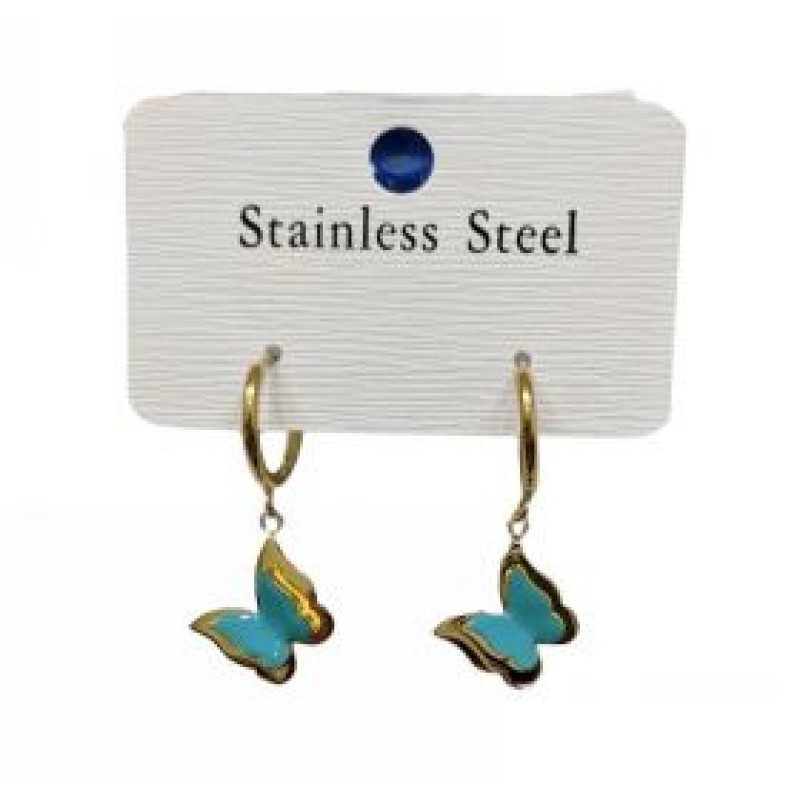 Kostibas 3113-731XP, Σκουλαρίκια Κρίκοι, Ατσάλι, Χρυσό/Πράσινο