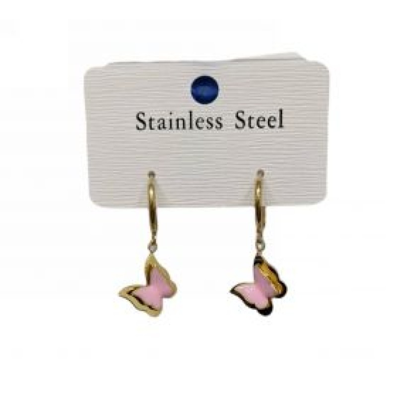 Kostibas 3113-731XR, Σκουλαρίκια Κρίκοι, Ατσάλι, Χρυσό/Ροζ