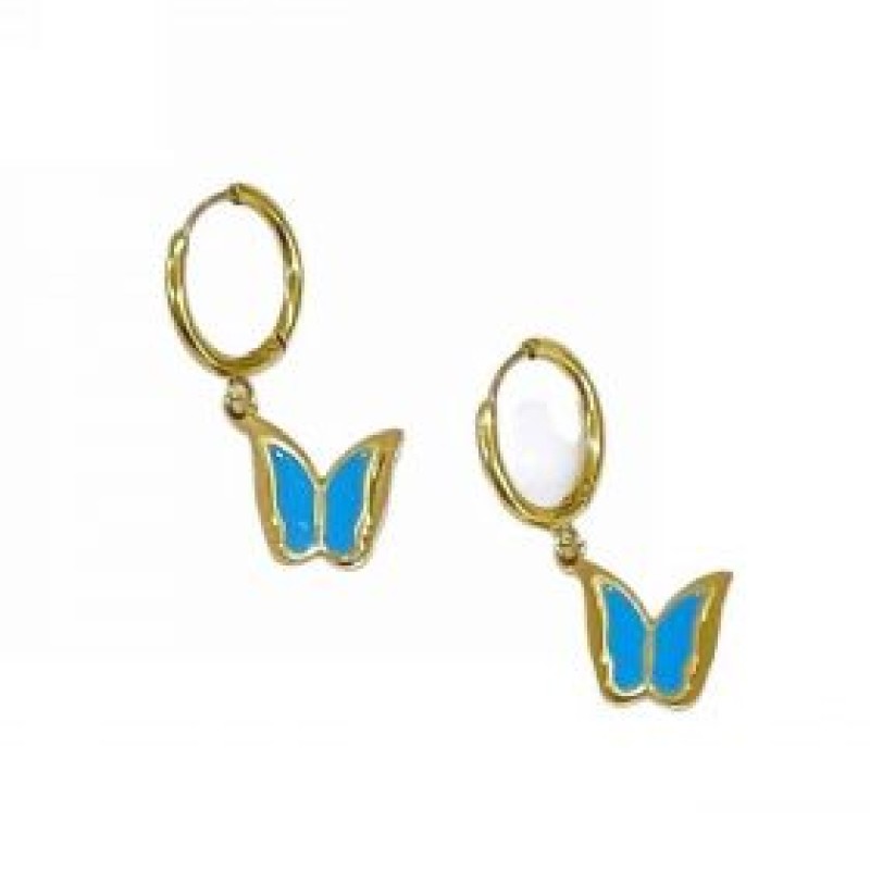 Kostibas 3113-731XT, Σκουλαρίκια Κρίκοι, Ατσάλι, Χρυσό/Τιρκουάζ