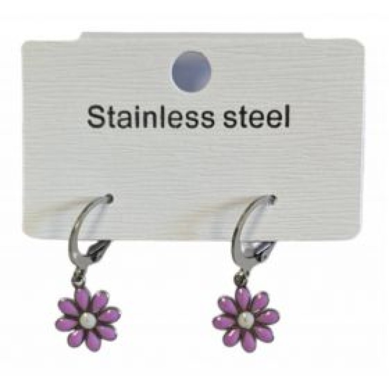 Kostibas 3113-738AJ, Σκουλαρίκια Κρίκοι, Ατσάλι, Ασημί/Μωβ