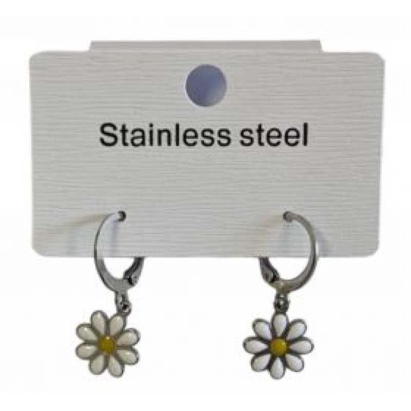 Kostibas 3113-738AL, Σκουλαρίκια Κρίκοι, Ατσάλι, Ασημί/Λευκό