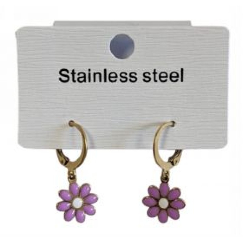 Kostibas 3113-738XJ, Σκουλαρίκια Κρίκοι, Ατσάλι, Χρυσό/Μωβ