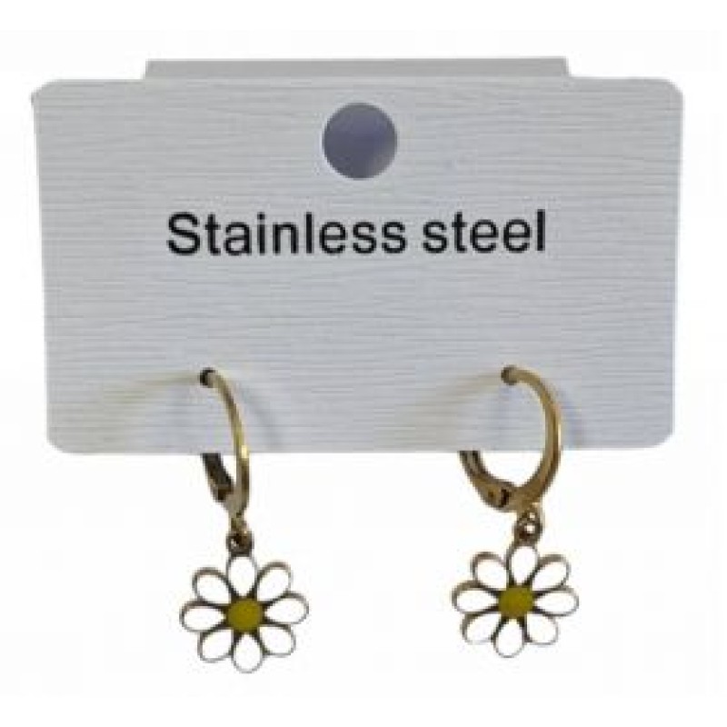 Kostibas 3113-738XL, Σκουλαρίκια Κρίκοι, Ατσάλι, Χρυσό/Λευκό