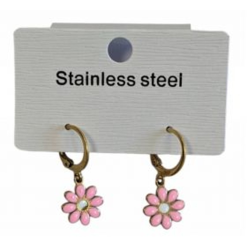 Kostibas 3113-738XR, Σκουλαρίκια Κρίκοι, Ατσάλι, Χρυσό/Ροζ