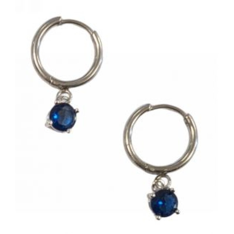Kostibas 3113-773AB, Σκουλαρίκια Κρίκοι, Ατσάλι, Ασημί/Μπλε