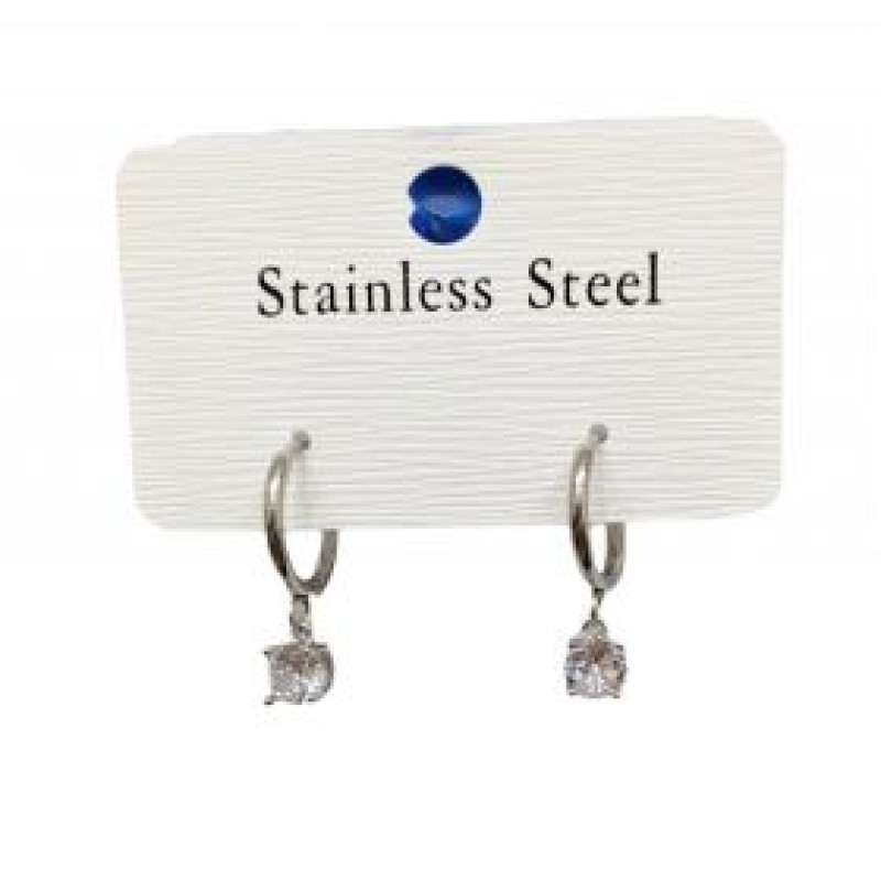 Kostibas 3113-773AL, Σκουλαρίκια Κρίκοι, Ατσάλι, Ασημί/Λευκό