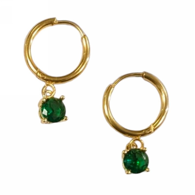 Kostibas 3113-773XP, Σκουλαρίκια Κρίκοι, Ατσάλι, Χρυσό/Πράσινο