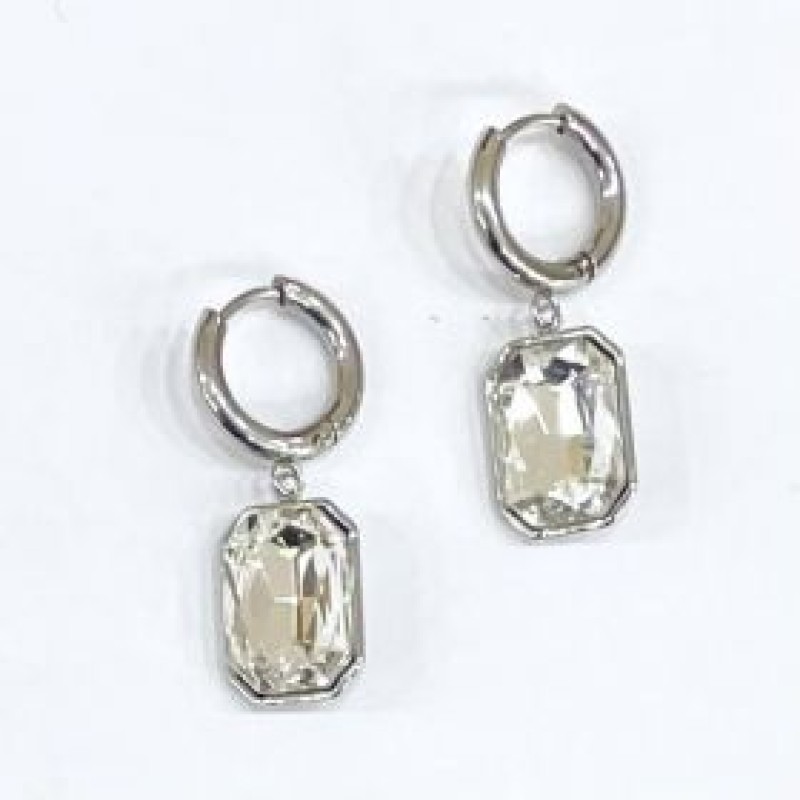 Kostibas 3113-791AL, Σκουλαρίκια Κρίκοι, Ατσάλι, Ασημί/Λευκό