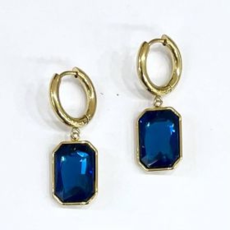 Kostibas 3113-791XB, Σκουλαρίκια Κρίκοι, Ατσάλι, Χρυσό/Μπλε