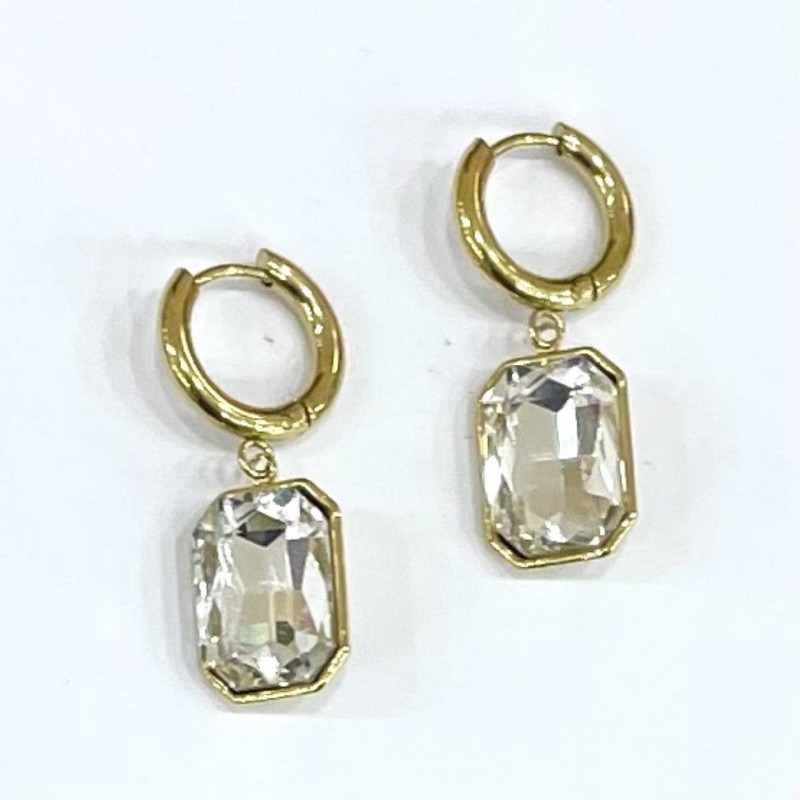 Kostibas 3113-791XL, Σκουλαρίκια Κρίκοι, Ατσάλι, Χρυσό/Λευκό