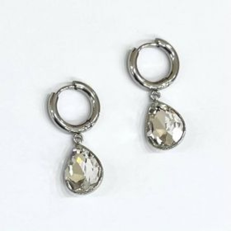 Kostibas 3113-792AL, Σκουλαρίκια Κρίκοι, Ατσάλι, Ασημί/Λευκό