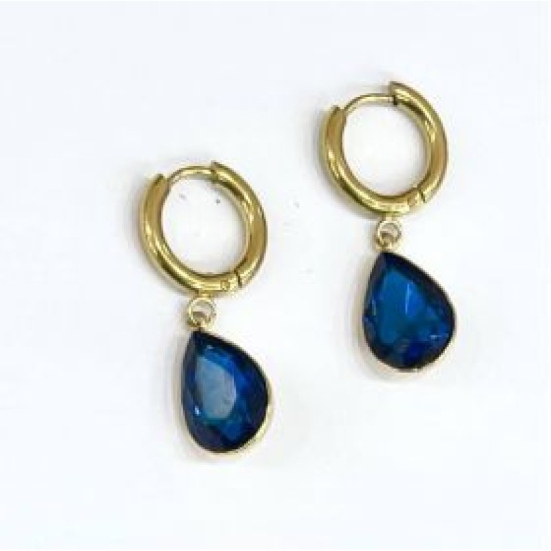 Kostibas 3113-792XB, Σκουλαρίκια Κρίκοι, Ατσάλι, Χρυσό/Μπλε