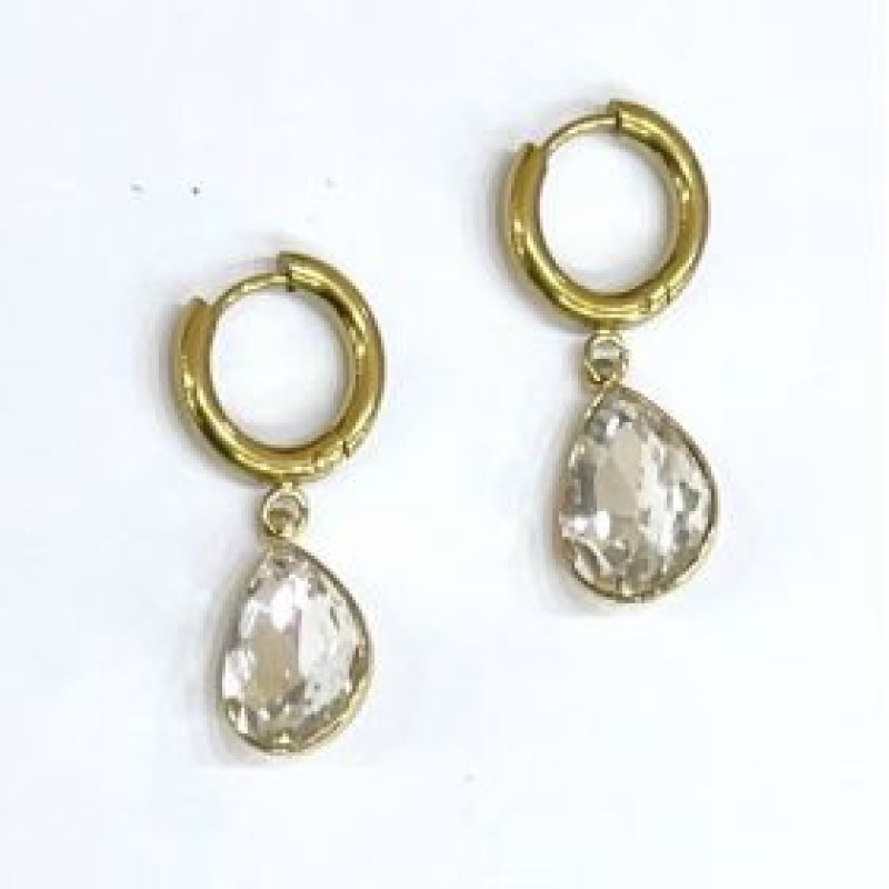 Kostibas 3113-792XL, Σκουλαρίκια Κρίκοι, Ατσάλι, Χρυσό/Λευκό