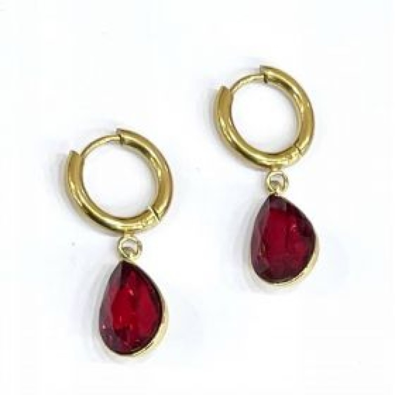 Kostibas 3113-792XU, Σκουλαρίκια Κρίκοι, Ατσάλι, Χρυσό/Κόκκινο