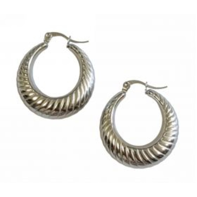 Kostibas 3113-813FA, Σκουλαρίκια Κρίκοι, Ατσάλι, Ασημί