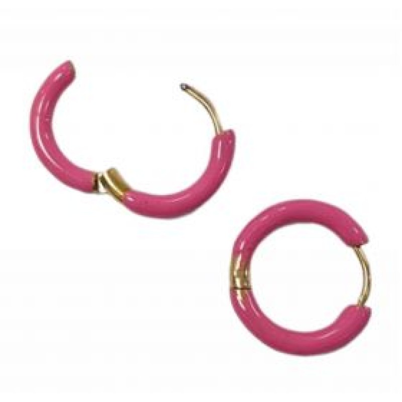Kostibas 3113-819XF, Σκουλαρίκια Κρίκοι, Ατσάλι, Χρυσό/Φούξια
