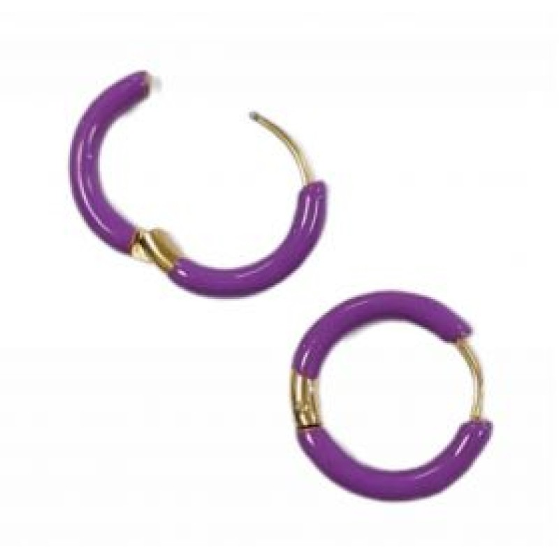 Kostibas 3113-819XJ, Σκουλαρίκια Κρίκοι, Ατσάλι, Χρυσό/Μωβ