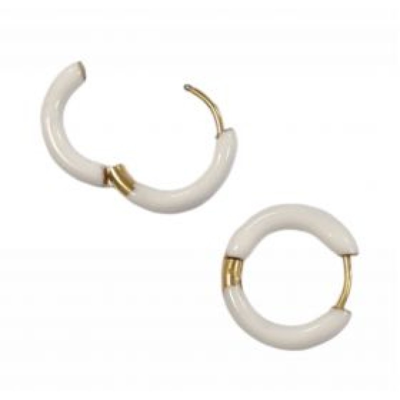 Kostibas 3113-819XL, Σκουλαρίκια Κρίκοι, Ατσάλι, Χρυσό/Λευκό