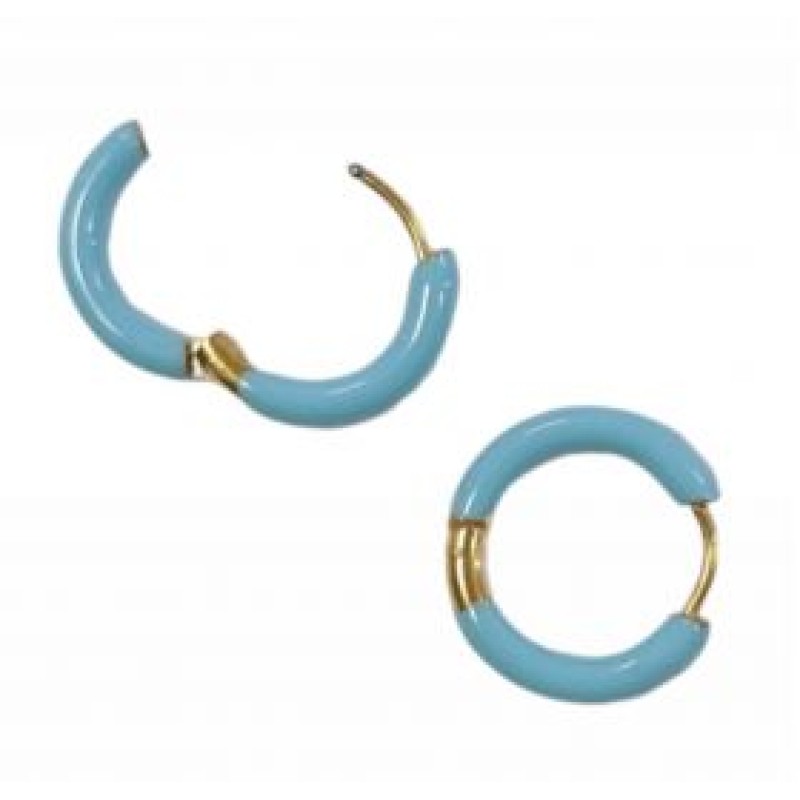 Kostibas 3113-819XT, Σκουλαρίκια Κρίκοι, Ατσάλι, Χρυσό/Τιρκουάζ