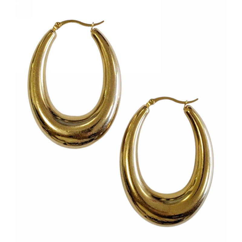 Kostibas 3113-878XJ, Σκουλαρίκια Κρίκοι, Ατσάλι, Χρυσό