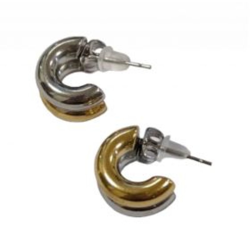 Kostibas 3113-932OC, Σκουλαρίκια Κρίκοι, Ατσάλι, Ασημί/Χρυσό