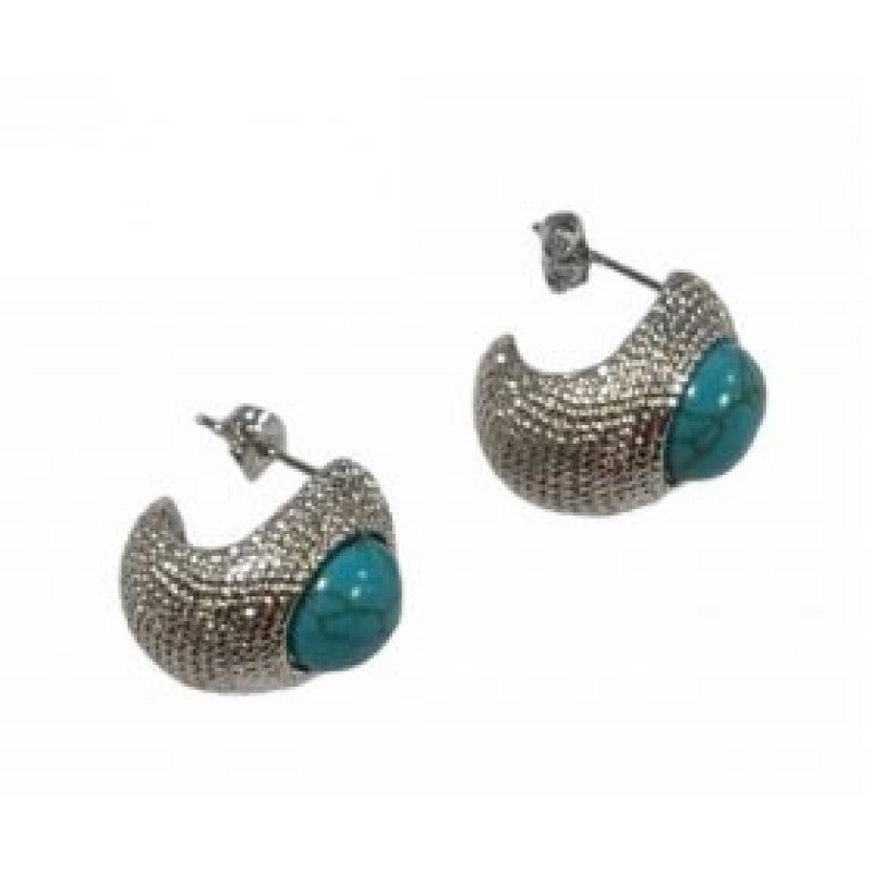 Kostibas 3113-943AT, Σκουλαρίκια, Ατσάλι, Ασημί/Τιρκουάζ
