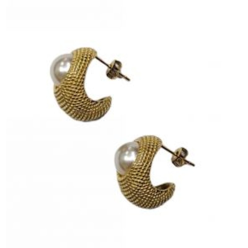 Kostibas 3113-943XP, Σκουλαρίκια, Ατσάλι, Χρυσό/Λευκό