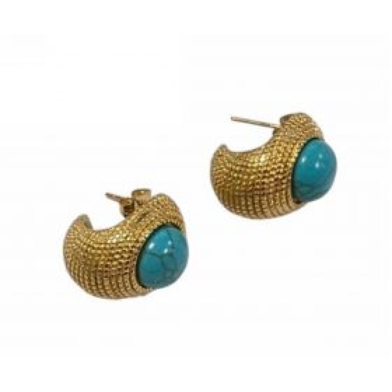 Kostibas 3113-943XT, Σκουλαρίκια, Ατσάλι, Χρυσό/Τιρκουάζ