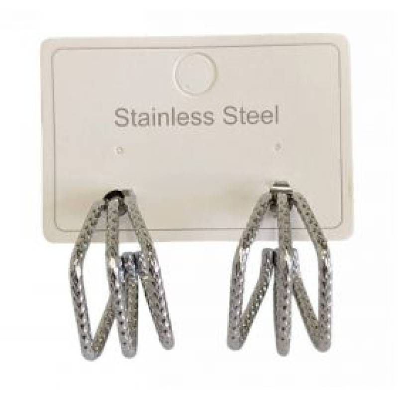 Kostibas 3113-970AE, Σκουλαρίκια Καρφωτά, Ατσάλι, Ασημί