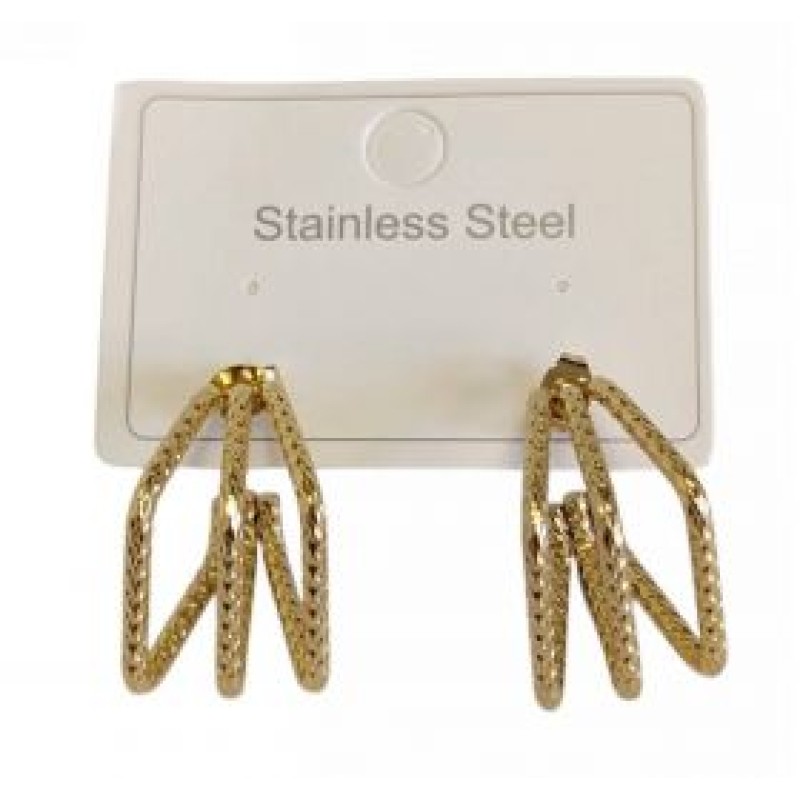 Kostibas 3113-970XE, Σκουλαρίκια Καρφωτά, Ατσάλι, Χρυσό