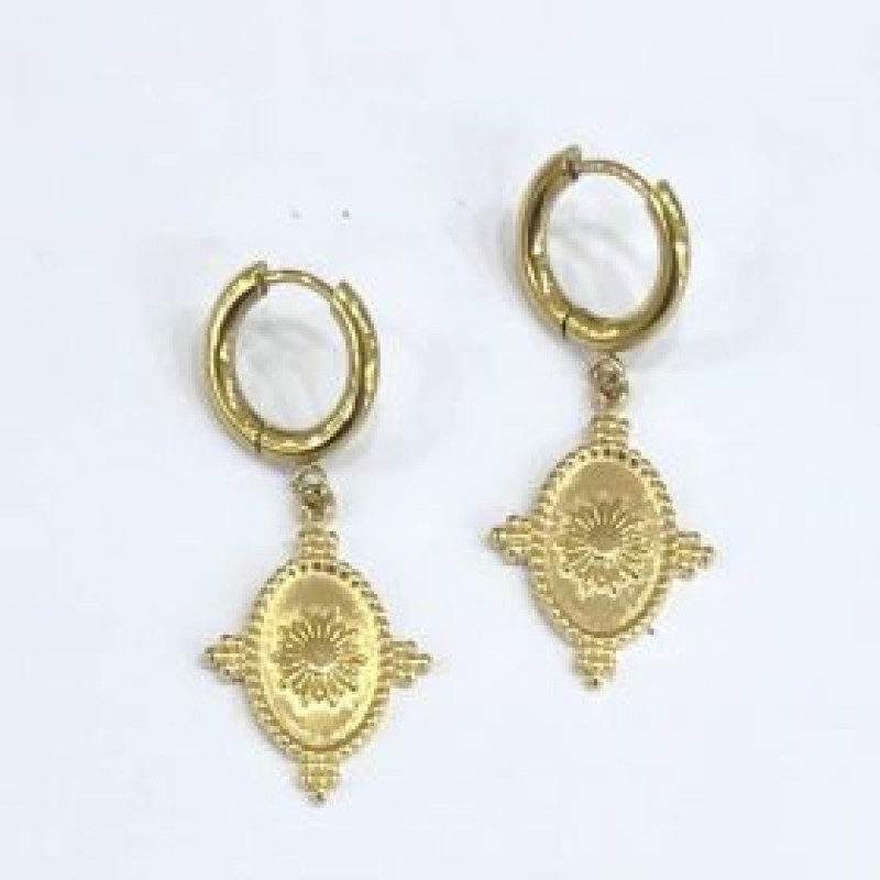 Kostibas 3113-974X1, Σκουλαρίκια Κρίκοι, Ατσάλι, Χρυσό