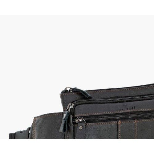 Bartuggi 718-5153641, Τσαντάκι Μέσης, Δερμάτινο, Μαύρο