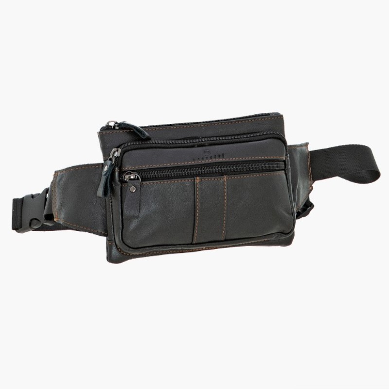 Bartuggi 718-5153641, Τσαντάκι Μέσης, Δερμάτινο, Μαύρο