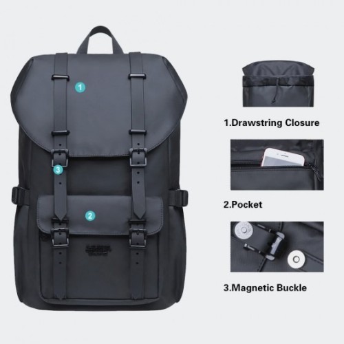 Kaukoo EP5-9, Σακίδιο Πλάτης, Αδιάβροχο, Πολυεστέρας, Μαύρο