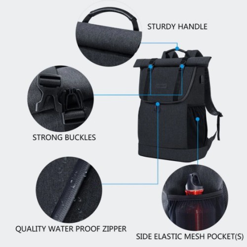 Kroser KTF905-MCH, Σακίδιο Πλάτης, Αδιάβροχο, Πολυεστέρας, Μαύρο 