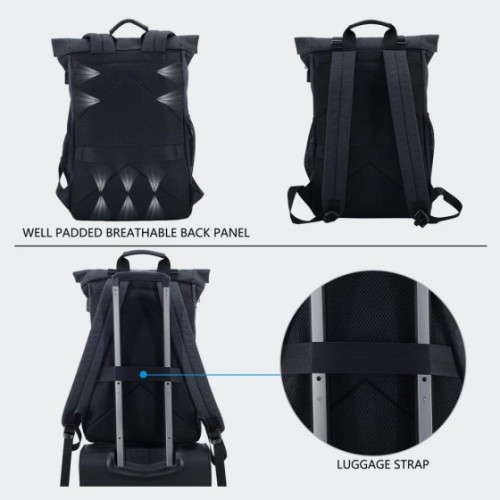 Kroser KTF905-MCH, Σακίδιο Πλάτης, Αδιάβροχο, Πολυεστέρας, Μαύρο 