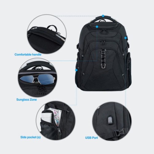 Kroser GMK989YX, Σακίδιο Πλάτης, Αδιάβροχο, Πολυεστέρας, Μαύρο 