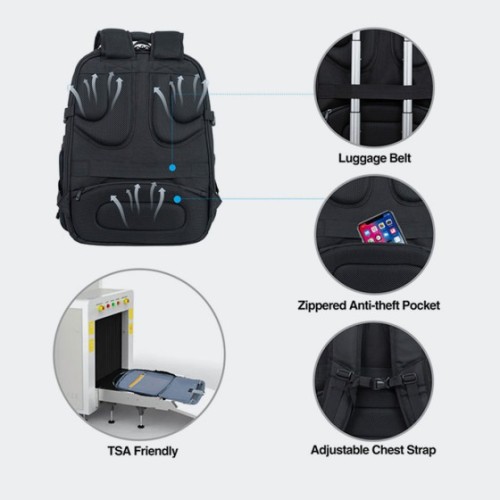 Kroser GMK989YX, Σακίδιο Πλάτης, Αδιάβροχο, Πολυεστέρας, Μαύρο 