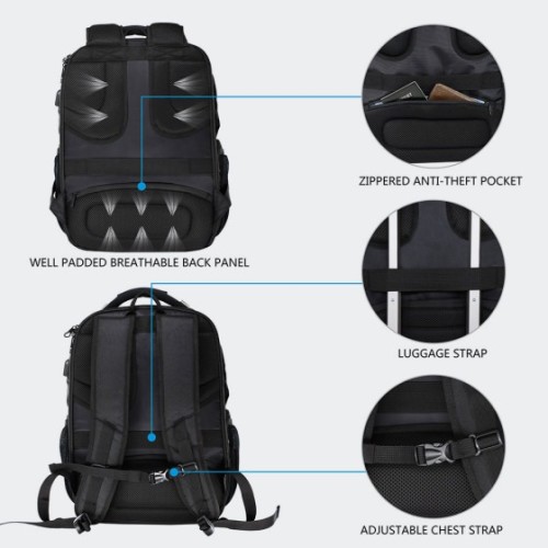 Kroser XXK999, Σακίδιο Πλάτης, Αδιάβροχο, Πολυεστέρας, Μαύρο 