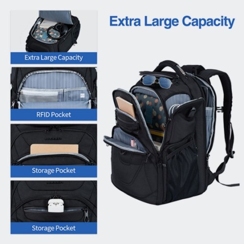 Kroser GMK999YX, Σακίδιο Πλάτης, Αδιάβροχο, Πολυεστέρας, Μαύρο 