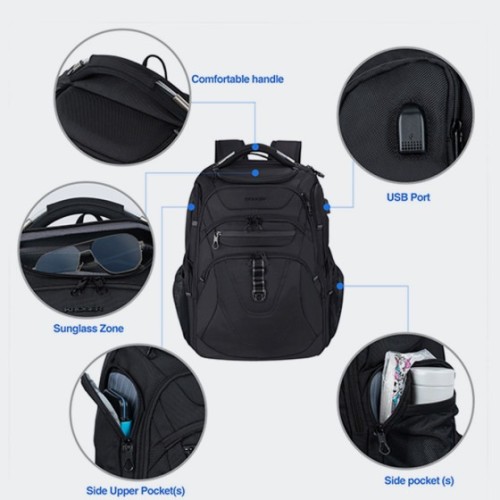 Kroser GMK999YX, Σακίδιο Πλάτης, Αδιάβροχο, Πολυεστέρας, Μαύρο 