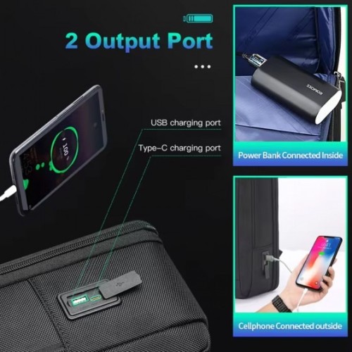 Bopai 61-122891 Fidelis, Σακίδιο Πλάτης, Δερμάτινο, Μαύρο