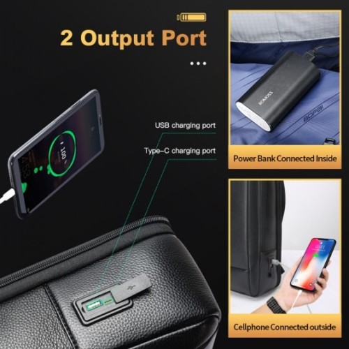 Bopai 61-123081 Serenus, Σακίδιο Πλάτης, Δερμάτινο, Μαύρο