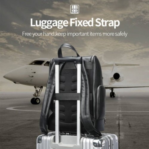 Bopai 61-122631C Amicus, Σακίδιο Πλάτης, Δερμάτινο, Μαύρο