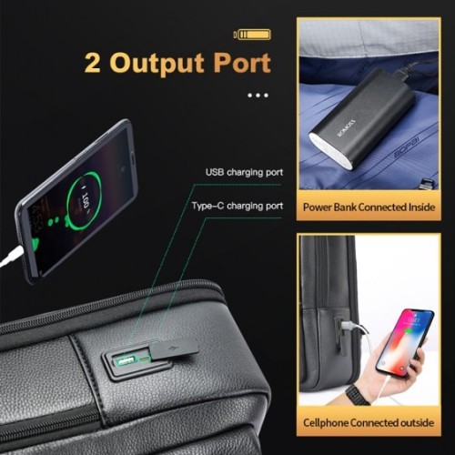 Bopai 61-70111 Praetor, Σακίδιο Πλάτης, Δερμάτινο, Μαύρο