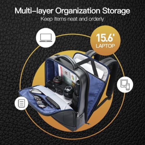 Bopai 61-120761 Equinox, Σακίδιο Πλάτης, Δερμάτινο, Μαύρο