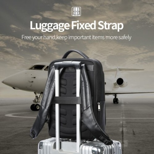 Bopai 61-120761 Equinox, Σακίδιο Πλάτης, Δερμάτινο, Μαύρο