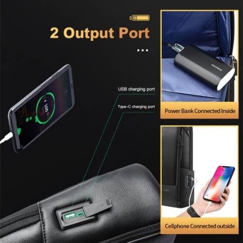 Bopai 61-52711 Solstice, Σακίδιο Πλάτης, Δερμάτινο, Μαύρο