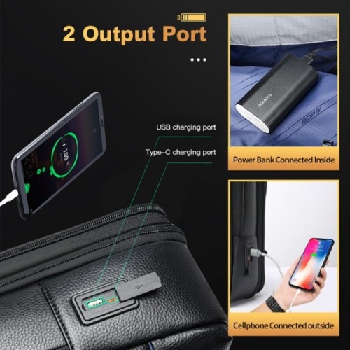 Bopai 61-122411 Serenity, Σακίδιο Πλάτης, Δερμάτινο, Μαύρο