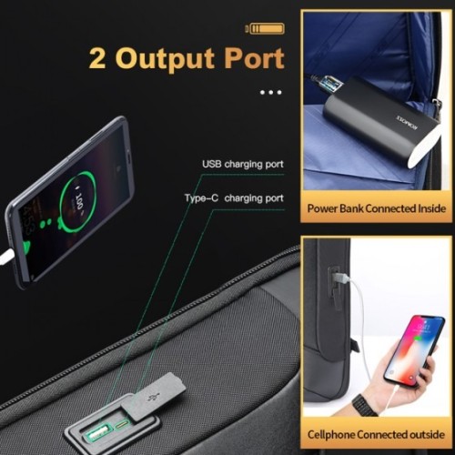 Bopai 61-109311, Harmony, Σακίδιο Πλάτης, Δερμάτινο, Μαύρο